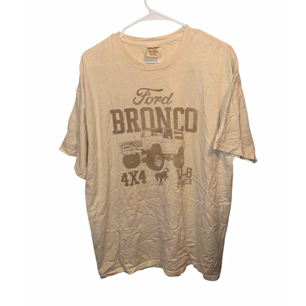 Comfort Colors Men's Beige Ford Bronco 4x4 V-8 Graphic Crew Neck Tee XL